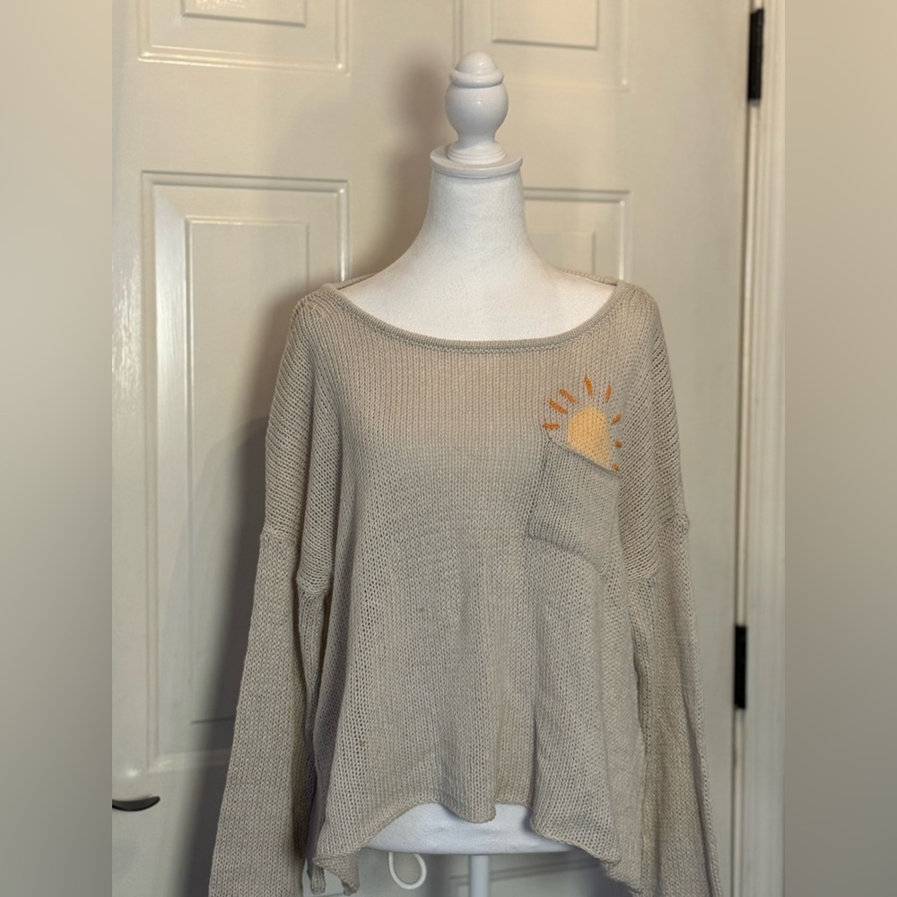 Wooden Ships Cream Sweater with Sun Accent